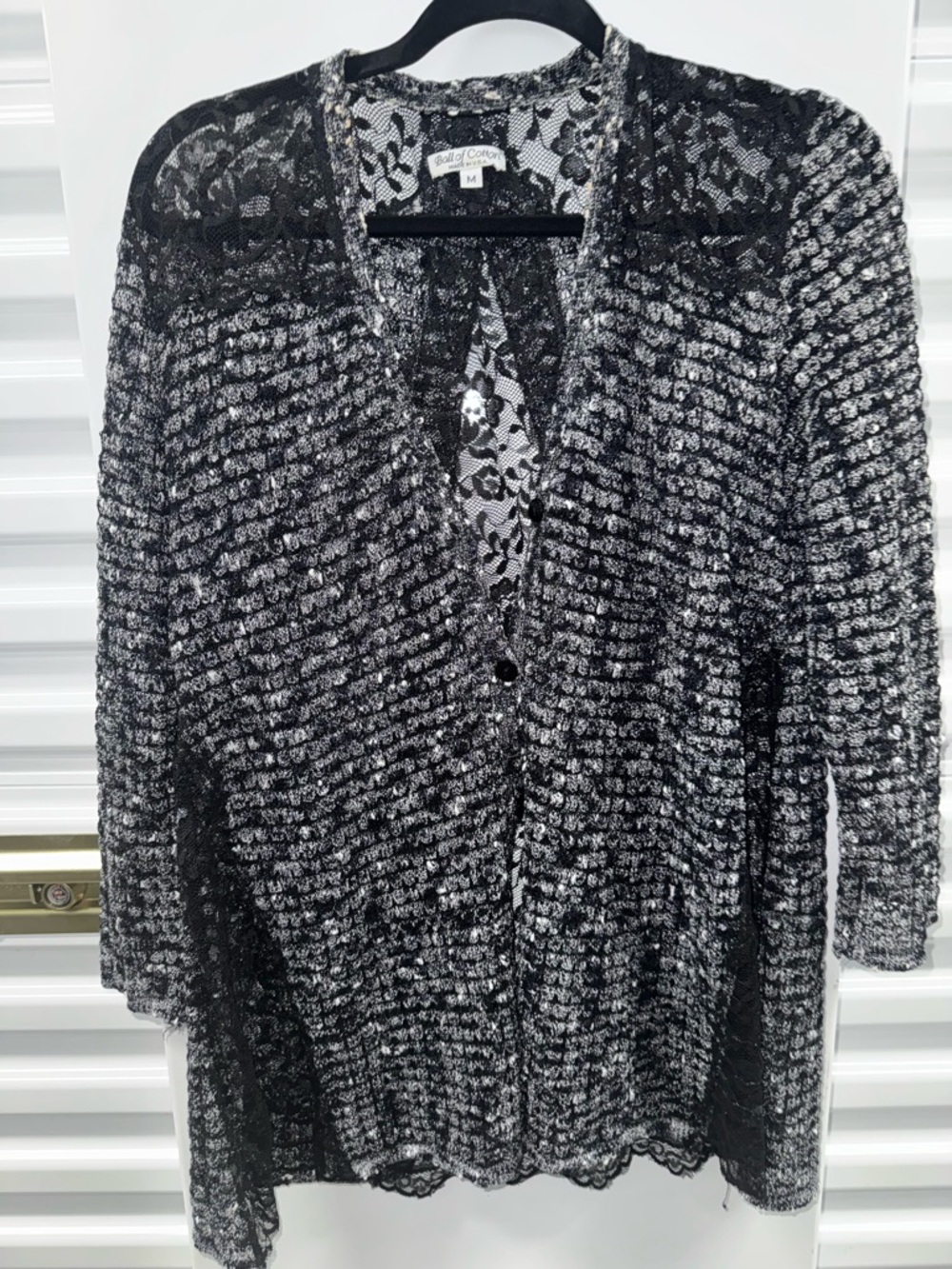 Ball of Cotton Black & White Lace Knit Cardigan